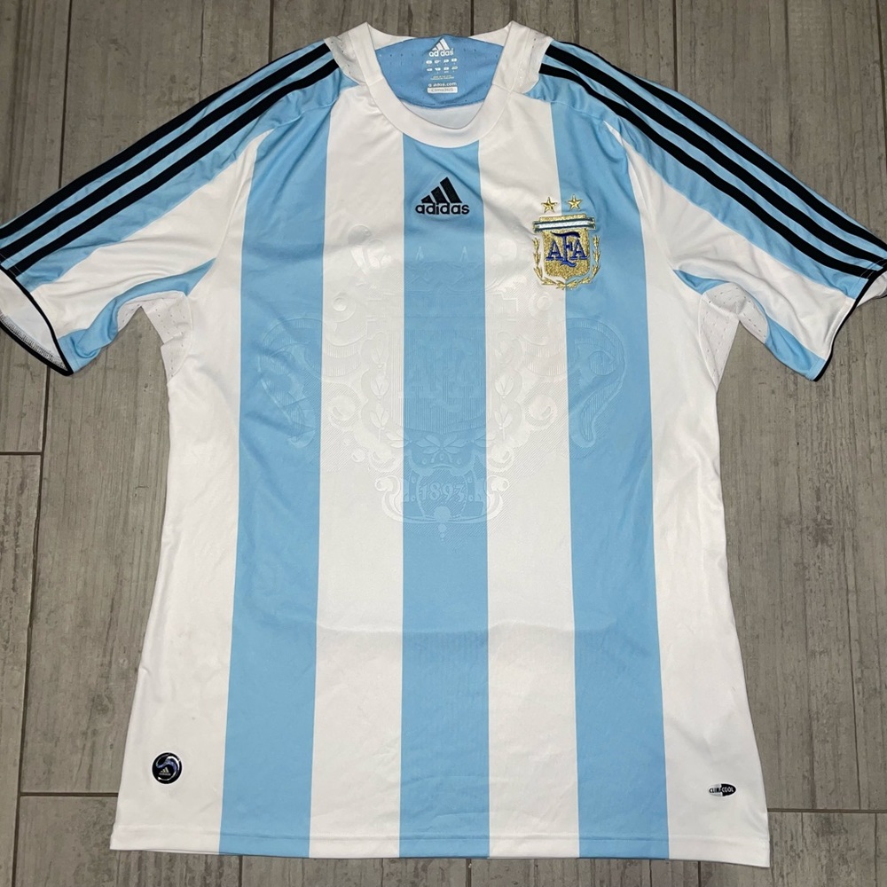 Argentina National Soccer Team Adidas Jersey Climacool Men's Sz Large Used